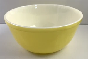 Glasbake Yellow Large Mixing Bowl 9.5” x 4.5” Vintage See Pics for Condition - Picture 1 of 6
