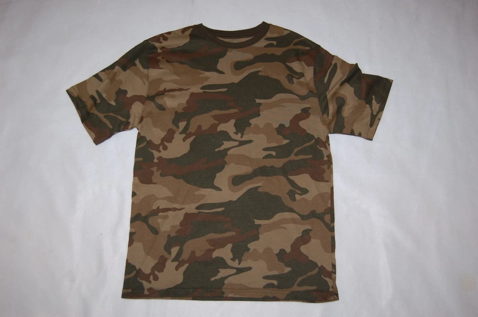 Boys S/S Tee Shirt GREEN BROWN CAMOUFLAGE Crew Neck SIZE XXL 18 - Image 1 of 1
