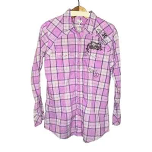 Rock 47 by Wrangler lila weiß kariert Western Langarm Damen Cowgirl groß - Bild 1 von 6