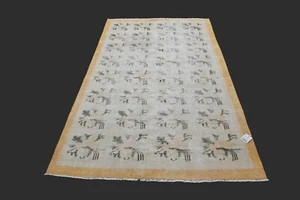 Vintage Turkish Oushak Rug, Beige 5x8 ft, Handmade Wool, Bohemian Anatolian - Picture 1 of 10