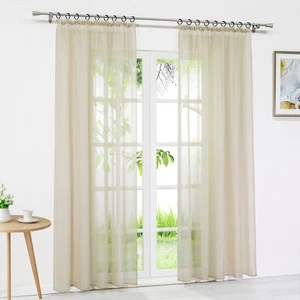 Cortinas Tiendas Cortina Transparente con Cinta Rizada Casa de Campo Voile Salón - Imagen 1 de 31