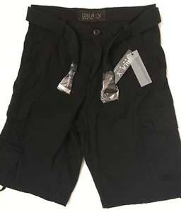 Galaxy by Harvic Men's Cotton Belted Cargo Shorts Black 30 NWT - Picture 1 of 6