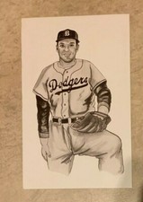 Carl Erskine Brooklyn Dodgers Postcard 1989 Ted Williams Thumper Litho Baseball