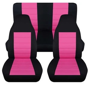 Se adapta a Jeep Wrangler TJ/LJ 2003-2006 cubreasientos delanteros y traseros negro rosa intenso - Imagen 1 de 5