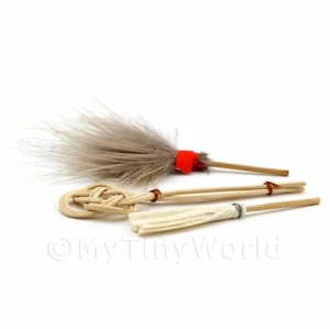 Nettoyage maison de poupées ensemble de 3 pièces avec dépoussiéreur à plumes et batteur de tapis - Photo 1/1