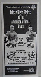 PROCHURE BOXE AUTOGRAFATA 4,25 X 8,50 COMBATTIMENTO NOTTE 4 GENNAIO 2002 D. HURTADO - Foto 1 di 1