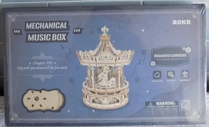 Rokr 3d Rompecabezas de Madera Carrusel Caja de Música Mecánica Conjunto Hágalo Usted Mismo - Imagen 1 de 4
