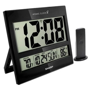 Sharp Atomic Clock - Never Needs Setting! - Jumbo 3" Easy to Read Black - Picture 1 of 9