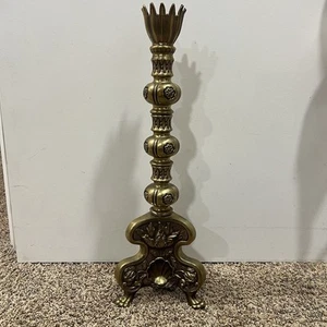 Antik Vintage Religiös Altar Gothic Messing Metall Kerzenständer 21" Hoch - Bild 1 von 14