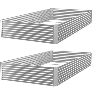 2 Pack Galvanized Raised Garden Bed Outdoor Metal for Vegetables Steel Beds - Picture 1 of 7