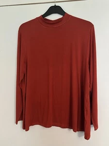 Ladies Tee Shirt Blouse Burnt Orange High Neck Long Sleeve Sz L Supersoft - Picture 1 of 9