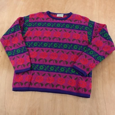 винтажный UNITED цвета BENETTON цветочный шерсти свитер подходит средний сделано в Италии - Изображение 1 из 4