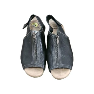 Earth Origins Damen-Sandalen Fersenriemen 9M Marietta Maureen schwarz Leder mit Absatz 2 Zoll - Bild 1 von 6