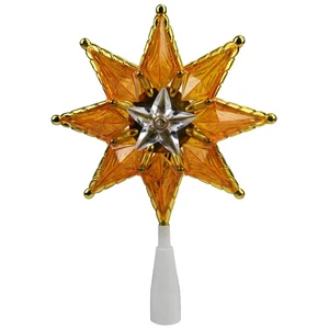 Northlight 8" Gold Mosaic 8-Point Star Christmas Tree Topper - Clear Lights - Picture 1 of 3