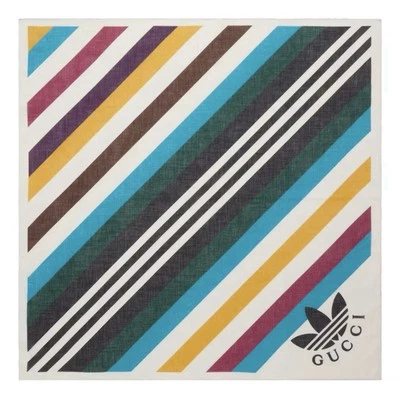 Bufanda de algodón con estampado de rayas Gucci Adidas Foto 1 de 4
