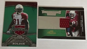 2008 Anquan Boldin Jersey Cards Prestige /100 & Bowman Sterling /249 Cardinals - Picture 1 of 2