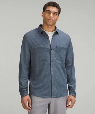Lululemon Soft Knit Overshirt Men's XL Heathered True Navy Snap Front LM3CZMS - Image 1 of 4