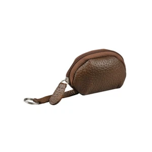 Mini Porte-Monnaie Bombé  8 x 5 x 4cm - Cuir - Chocolat - Picture 1 of 1