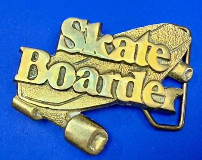 Patinador de latón patinaje tabla de embarque borde hippie años 70 vintage hebilla de cinturón  Foto 1 de 4