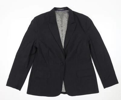 Simon Jersey Womens Grey Polyester Blend Suit Jacket Size 16 Button — 第 1/4 张图片