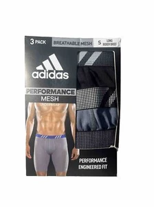 Adidas 3 Pack Long Boxer Brief Performance Stretch Cotton Black Gray Sz Small - Picture 1 of 1