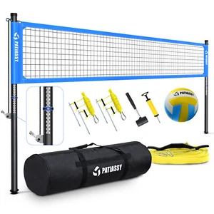 Premium Professional Outdoor Beach Volleyball Net Set w/ Adjustable Poles, Ball - Picture 1 of 8