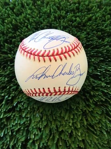 ANDY, ALAN, ADAM BENES FULL NAME TRIPLE SIGNED NATIONAL BASEBALL CARDINALS - Imagen 1 de 4