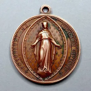 Santa Vergine Maria. Di Ludovic Penin. Intorno al 1860. Antica medaglia religiosa francese - Foto 1 di 5