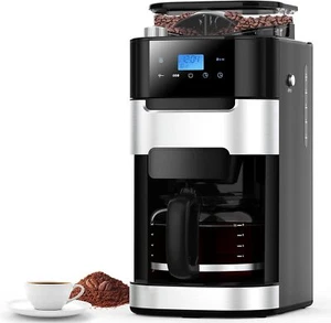 10-Cup Drip Coffee Maker with Grinder,8 Adjustable Grinding Settings,Keep Warm - Afbeelding 1 van 8