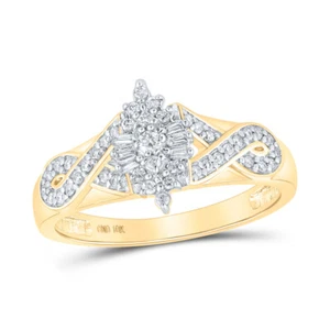 10kt Yellow Gold Womens Round Diamond Cluster Ring 1/4 Cttw - Picture 1 of 1