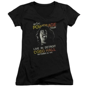 AC/DC 1976 Powerage Tour Live in Detroit Juniors V-neck Shirt - Picture 1 of 7