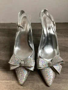 J.Renee Women’s Charise Silver Bling Stilettos With Bling Bow Sz 11 W - Picture 1 of 9