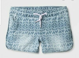 Girls Pull-On Printed Denim Shorts DrawString Stretch Cat & Jack Wash M L XL - Picture 1 of 2