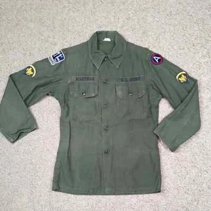 1964 Vietnam OG 107 Shirt Mens 14.5x32 Olive Green 3 Model Fatigue Name US Army - Picture 1 of 17