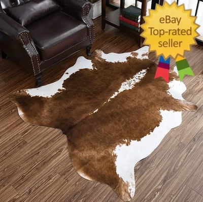 Alfombra de Cuero de Vaca, Linda Alfombra con Estampado de Vaca para Sala de Estar Imitación Piel de Vaca Estampado de Animales Carpe Foto 1 de 4