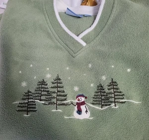 Sudadera de forro polar para mujer Croft & Barrow Sport con diseño de apliques de árboles de muñeco de nieve Lrg - Imagen 1 de 6