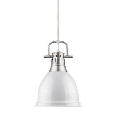 Golden Lighting 3604-S-PW White Duncan Single Light 9"W Mini Pendant - Image 1 of 4