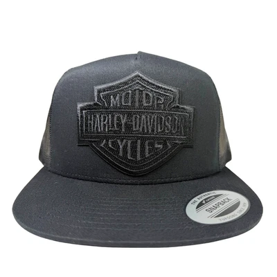 Harley Davidson Motorcycles Crest parche BLACK OUT nuevo sombrero Yupoong pico plano  Foto 1 de 4