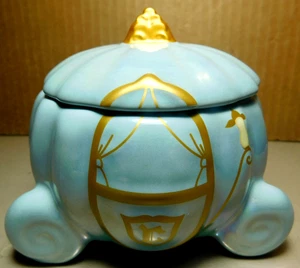 Disney~Cinderella Blue Carriage Pumpkin Spice Scented Candle & Holder With Lid - Picture 1 of 15