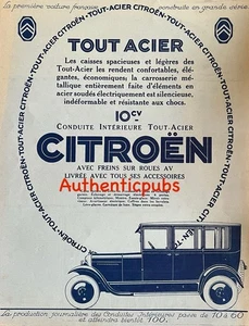PUBLICITE CITROEN 10 CV TOUT ACIER AUTOMOBILE VOITURE FRANCAISE DE 1926 AD PUB - Picture 1 of 1