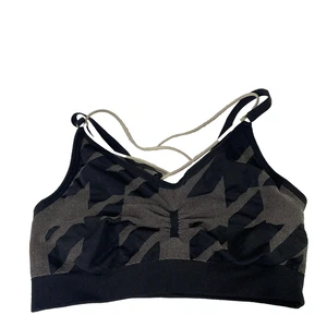 Gymshark Sports Bra Womens Medium Black Gray Seamless Padded Strappy Athletic - Picture 1 of 9