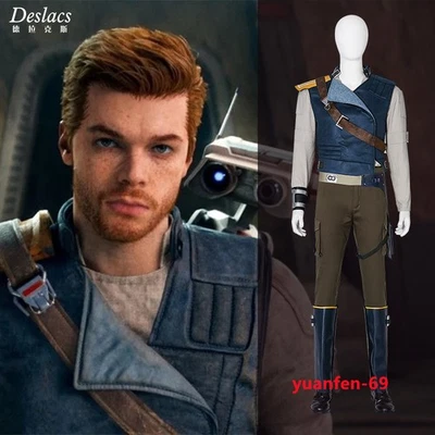 Star Wars Cal Kestis Cosplay Abrigo Chaleco Pantalones Halloween Conjunto Disfraz Hombres utilería Foto 1 de 4