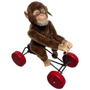 Steiff Germany Record Peter Jocko Monkey Pull Toy Cart Museum Collection 10x11" - Picture 1 of 10