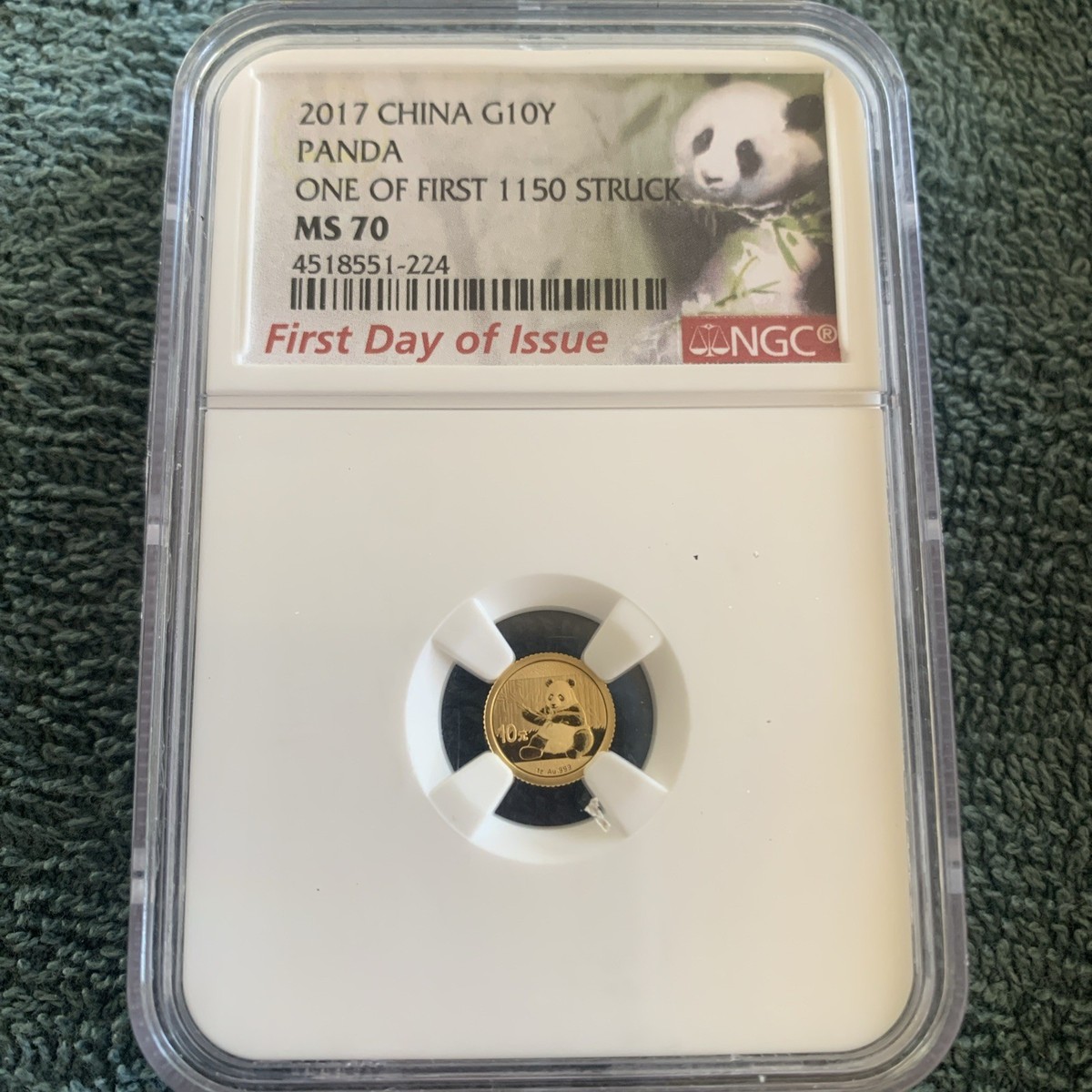 1984 ホビー 1999 MS69 中国ゴールド ラージ デイト セリフ パンダ 1/10 オンス G10Y 10 元