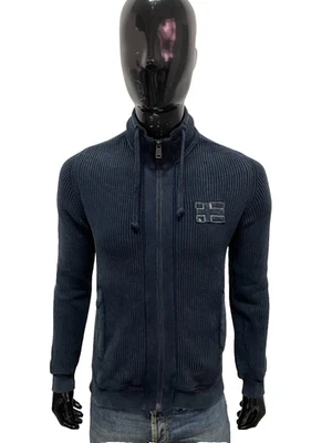 Hombre Cardigan Napapijri TALLA S Azul Marino Full Cremallera Algodón Original - Imagen 1 de 4
