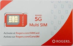 Carte SIM Multi Sim Rogers Mobile 5G 4G - Nano Micro Standard 3 en 1 Postpayée - Photo 1 sur 1