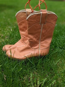 Peach Pink Vintage Women's HONKY TONK SEXY LEATHER COWBOY BOOTS - Picture 1 of 2