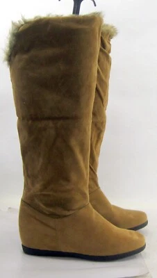 Bambú Marrón 2.5" CUÑA OCULTA Tacón Rodilla Bota Mujer Talla 6 Foto 1 de 4