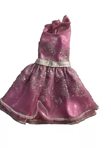 Barbie doll mini dress BOWS SHIMMER GLITTERY Pink lined satiny layers - Picture 1 of 2