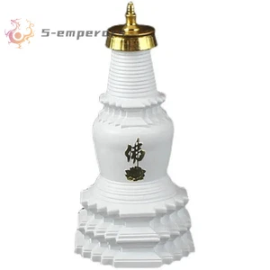 15 cm Buddhismus weiße Manjusri Pagode, Harz Hlaf chinesische tibetische Stupa Bodhis - Bild 1 von 5